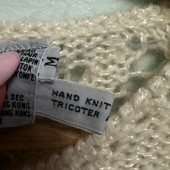 Rina Rossi Soft Cream Diamond-Open Knit Crewneck Sweater - Picture 5 of 8